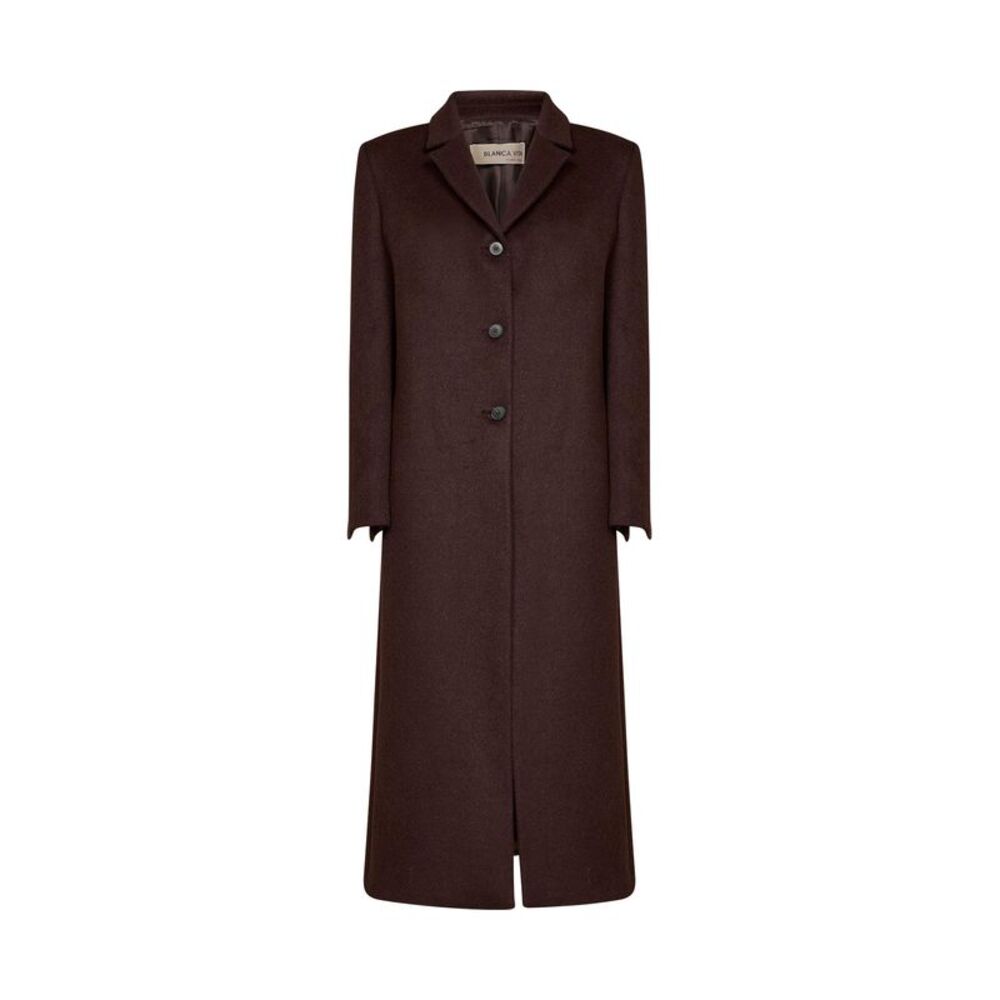 Blanca Vita Women Dark Brown Wool-Blend Cloth Cujten Single-Breasted Long Coat